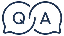 Two text bubbles with the letters Q and A in the center of each.